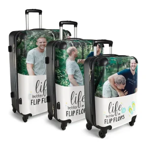 Een Princess Traveller fotokoffer maken - Luxe bagageset met een foto van een man en een vrouw.